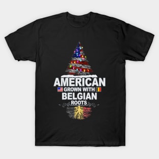 Christmas Tree  American Grown With Belgian Roots - Gift for Belgian From Belgium T-Shirt